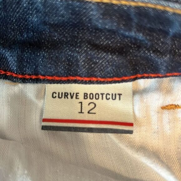 Tommy Hilfiger Blue Dark Wash Curve Bootcut Jeans Size 12 - Picture 10 of 11